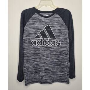 Adidas black grey 3/4 sleeve shirt - large 14/16
